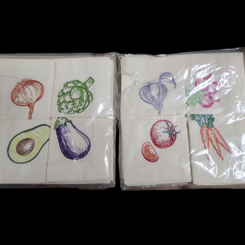 Trader Joe’s Embroidered Cotton Vegetable Napkins 8, 20”x20”, NIP